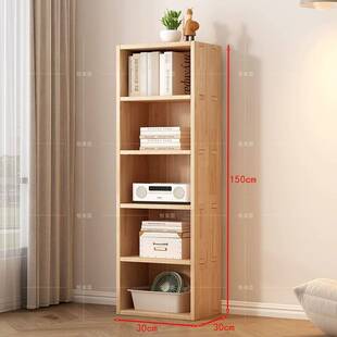 纯实木书架落地置物架书柜学生家用收纳柜子客厅转角简易窄缝柜厂