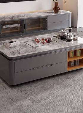 新款几客厅家用茶带烧水壶一储物茶桌公室简约岩体板泡办96841茶