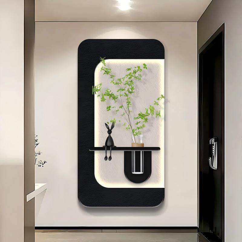户门玄关装入饰画客厅走廊道挂画立体水过培绿IBQ植壁画灯简约壁