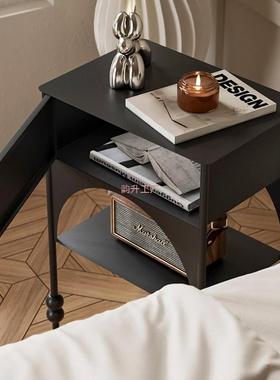 卧室床柜小户型新沙发几家用款头简约黑色窄TH05边边柜复古个性置