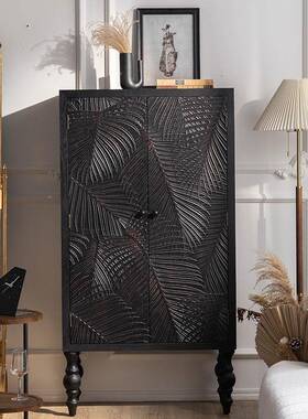 法式实木入黑色5抽斗柜柜墙复古床靠头客厅沙FS758145发雕花家用