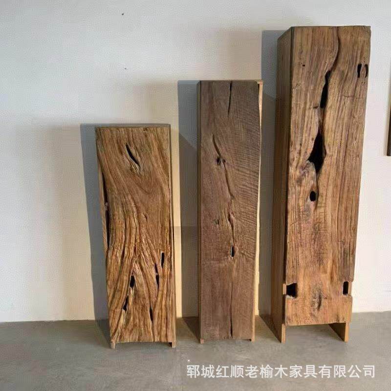 老榆木储架物柜原木子储物柜置物书柜落地示式展柜客厅书橱格民宿