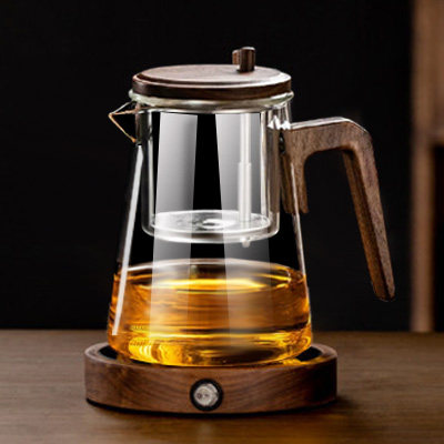 玻璃内胆飘逸杯泡茶壶一键过滤沏茶壶木把泡茶杯家用冲茶器办公室