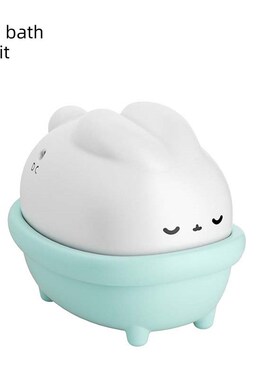 半熟小玩具月下小浴兔可爱摆件洗澡小兔打卡