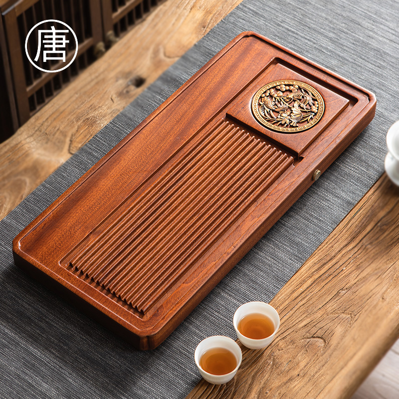 实木小茶盘家用黑檀花梨木办公室简易排水茶台干泡托盘小型茶海