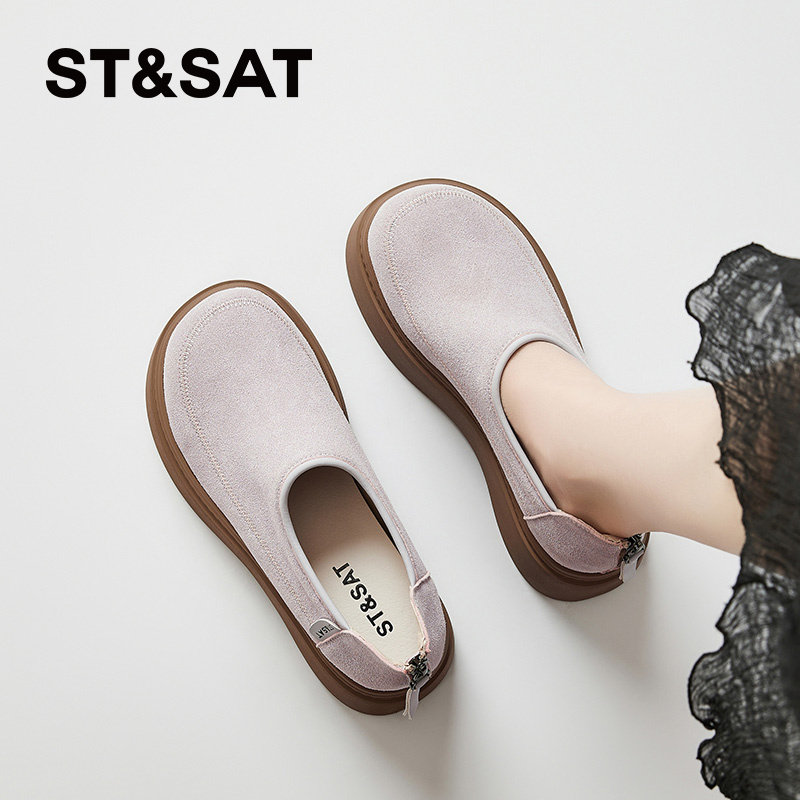 星期六厚底增高6cm勃肯鞋2026年春季新款百搭后拉链低帮鞋通勤鞋