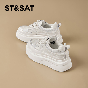 星期六2025年冬季加绒保暖休闲鞋时尚百搭舒适不累脚厚底板鞋女鞋