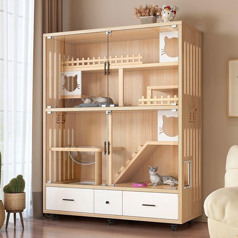 猫别墅实木猫笼子猫屋家用室内豪华多层猫窝超大自由空间猫柜猫舍