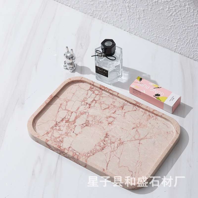 宝格莉大理石托盘粉红色装饰盘首饰珠宝置物玄关钥匙整理酒店摆件