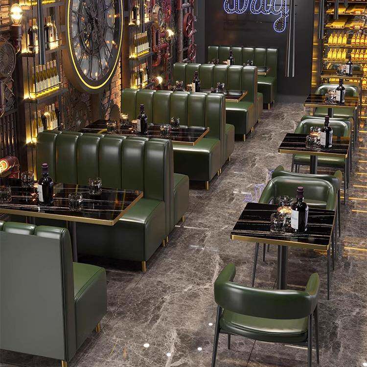 复古酒吧卡座沙发酒馆沙发休闲餐饮咖啡厅奶茶店西餐厅桌椅组合