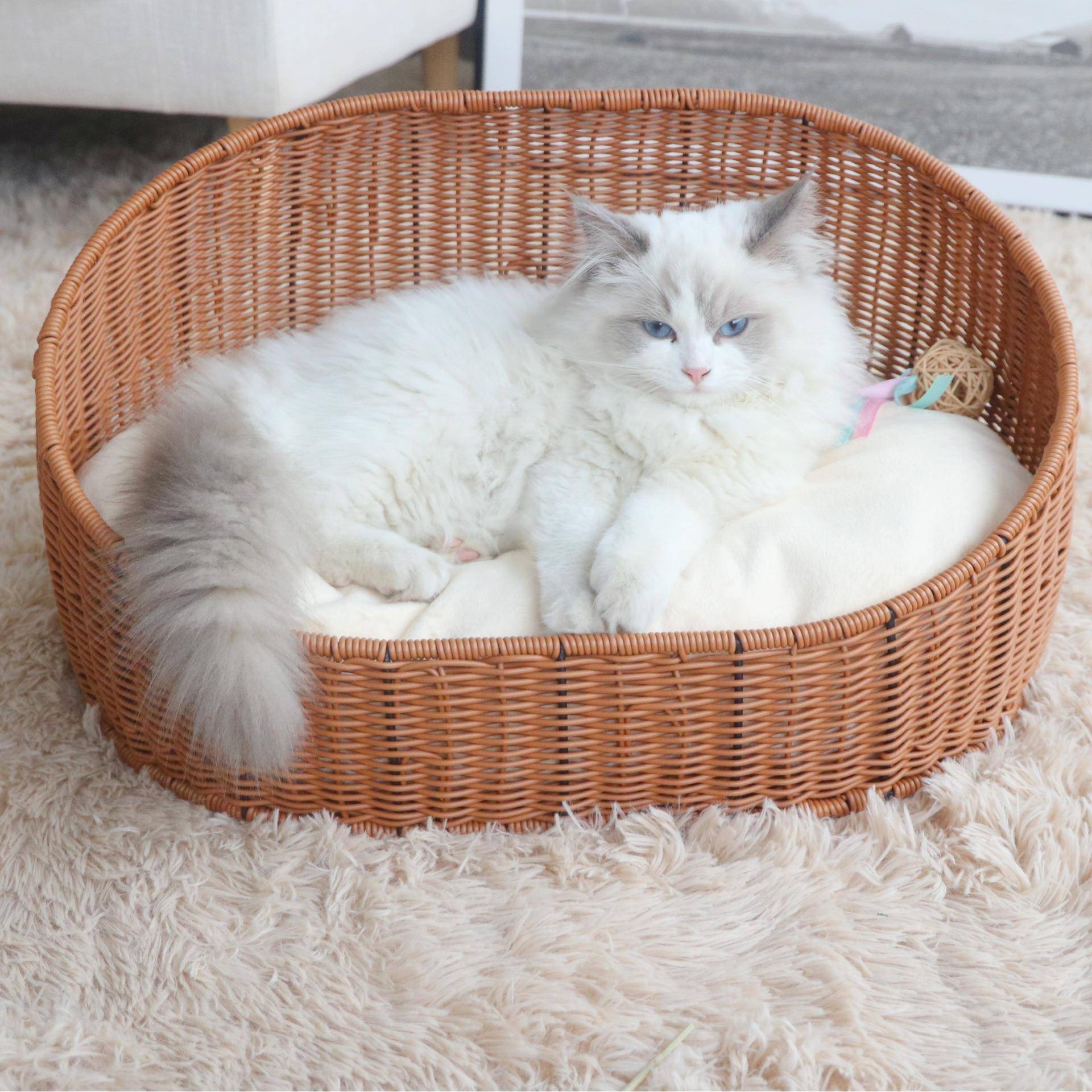 可水洗四季泰迪狗窝藤编宠物窝夏季猫床易打理猫窝大型猫笼