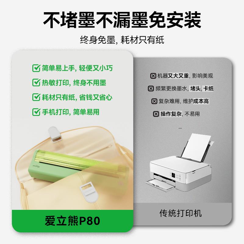 PeriPage爱立熊P80a4热敏打印机家用小型便携a4打印机家用连手机图片