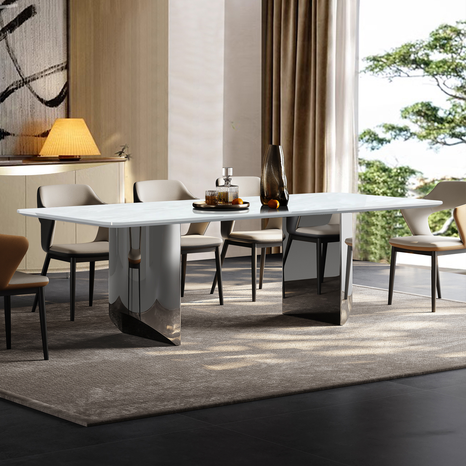 天然皇家冰玉大理石餐桌