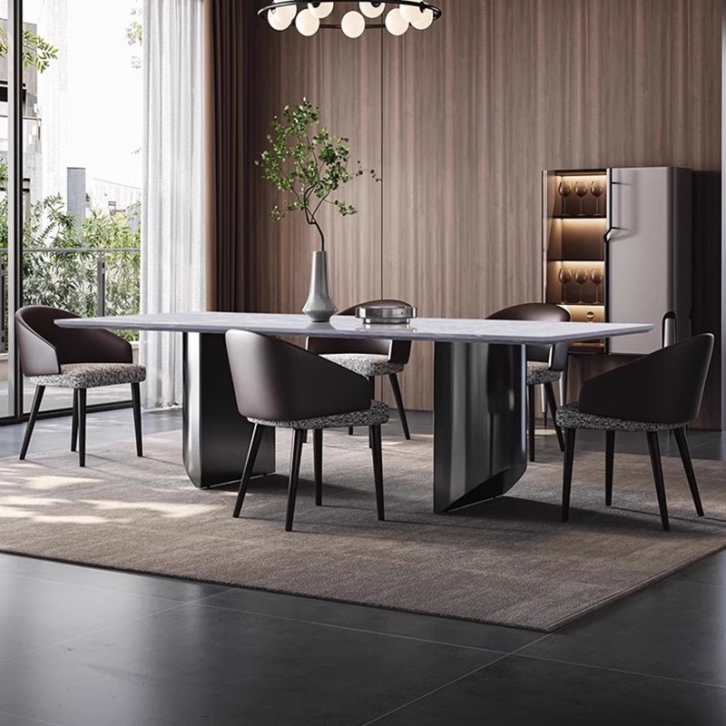 卡里冰玉大理石餐桌长方形