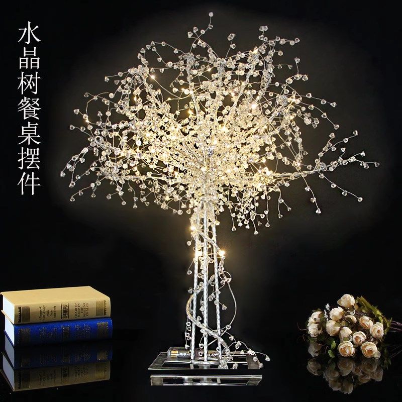 新款婚庆餐桌摆件发光水晶树创意灯节日礼品花束婚礼舞台装饰布置