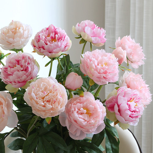 牡丹仿真花假花摆设摆件客厅花艺餐桌装饰花干花花束塑料绢花芍药