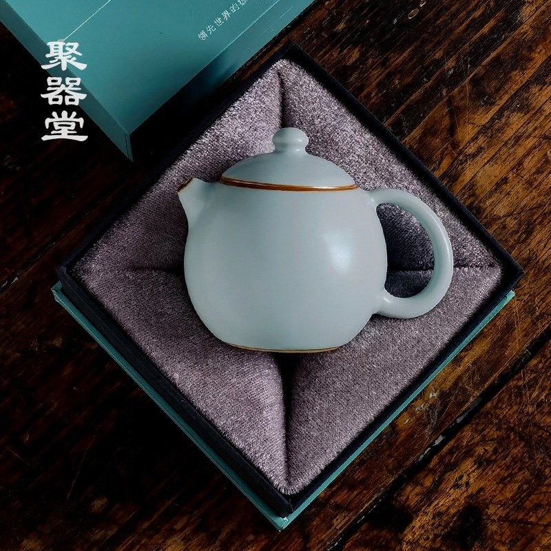 聚器堂小茶壶一人用家用迷你汝窑功夫茶壶茶水分离西施龙蛋壶单壶