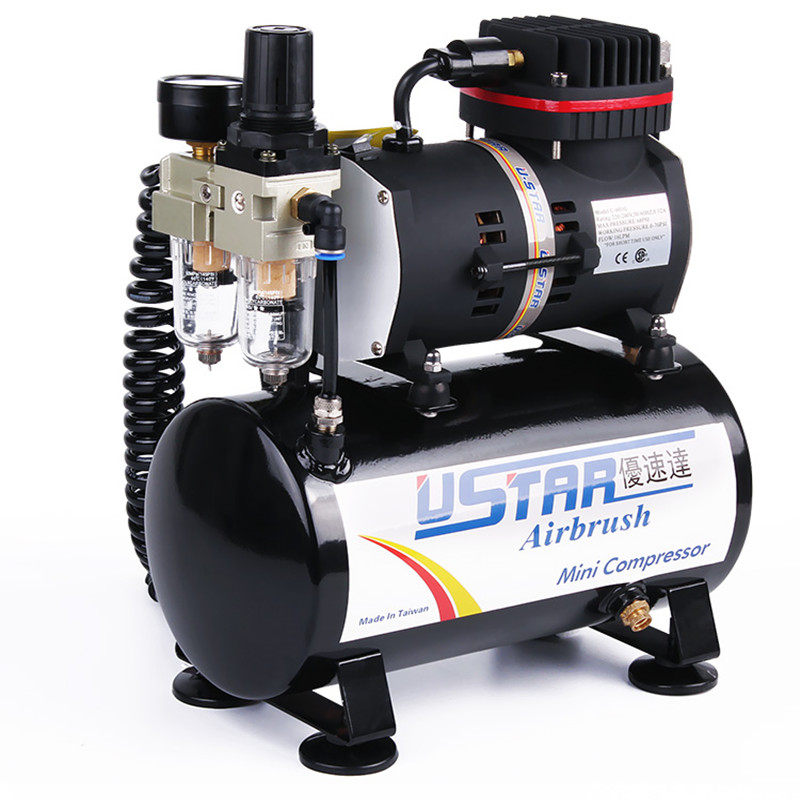 优速达静音220V模型馍馍上色画画喷笔601G气泵瓷砖修补空压机套装