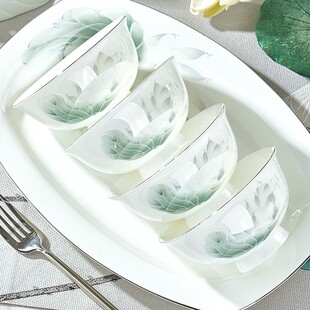 骨瓷碗家用唐山品质餐具45%骨粉2026新款好看的银边碗盘碟子套装