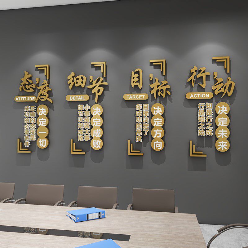 公司墙面装饰励志标语贴设计氛围布置办公室团队会议企业文化背景