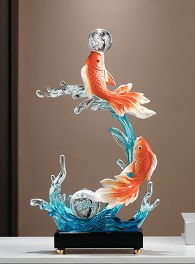 入户玄关壁龛年年有余酒柜摆件风生水起锦鲤装饰品乔迁新居礼品