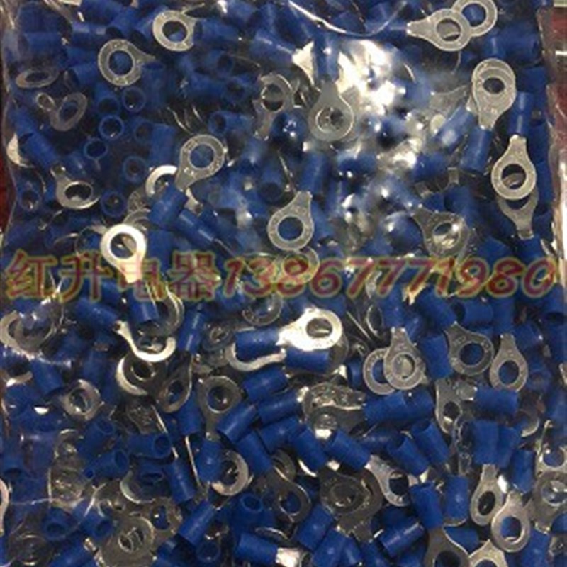 圆形预绝缘端头RV2-冷压接线端子1000只 0.8 紫铜国标