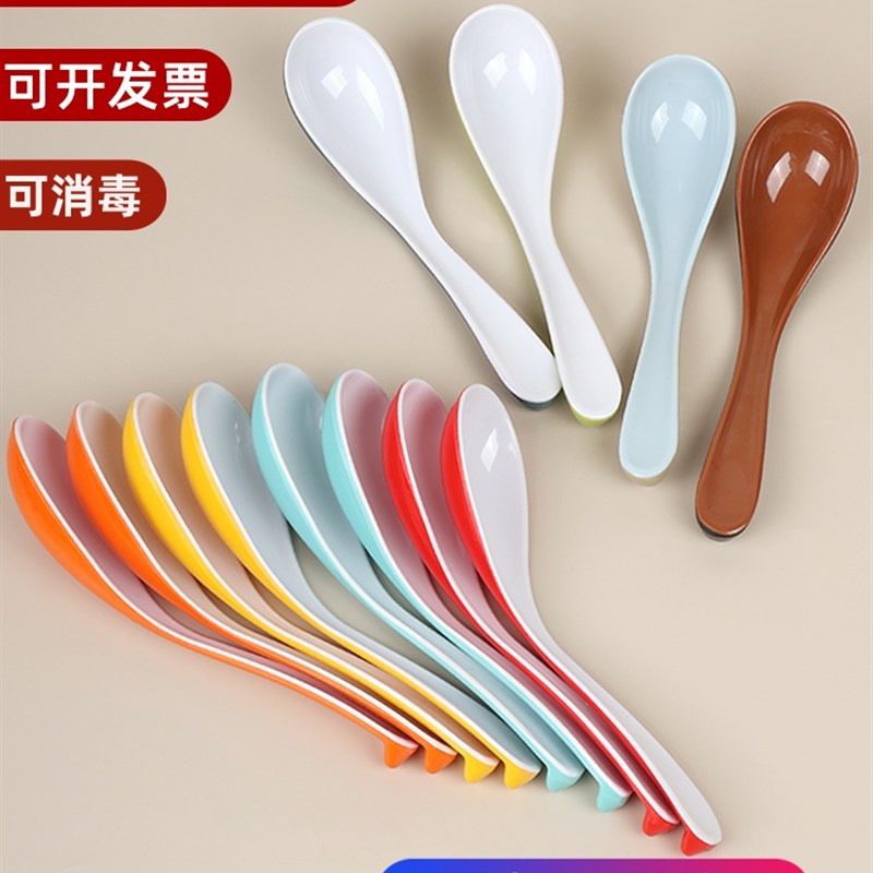 饭店勾勺长柄勺双色密胺勺麻辣烫拉面汤面勺仿瓷餐具火锅调羹商用