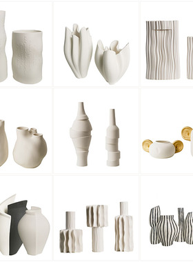 现代创意拼贴瓶珊瑚球陶瓷花器样板间售楼处酒店大堂桌面装饰摆设