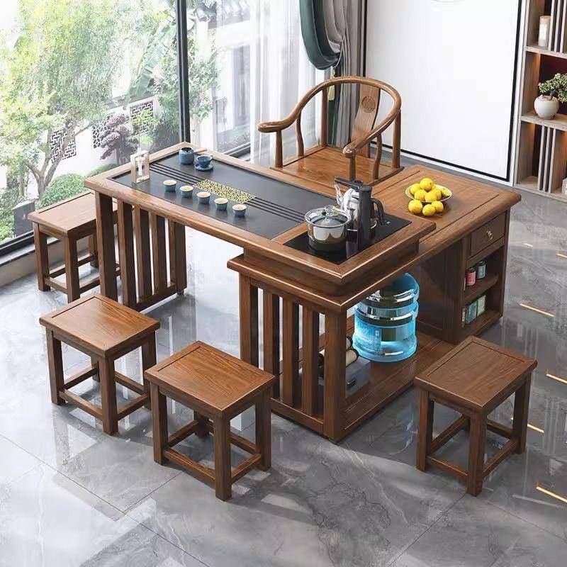 实BRA木转茶桌阳台家用移动茶台旋喝茶壶桌椅组合小型茶具烧几水