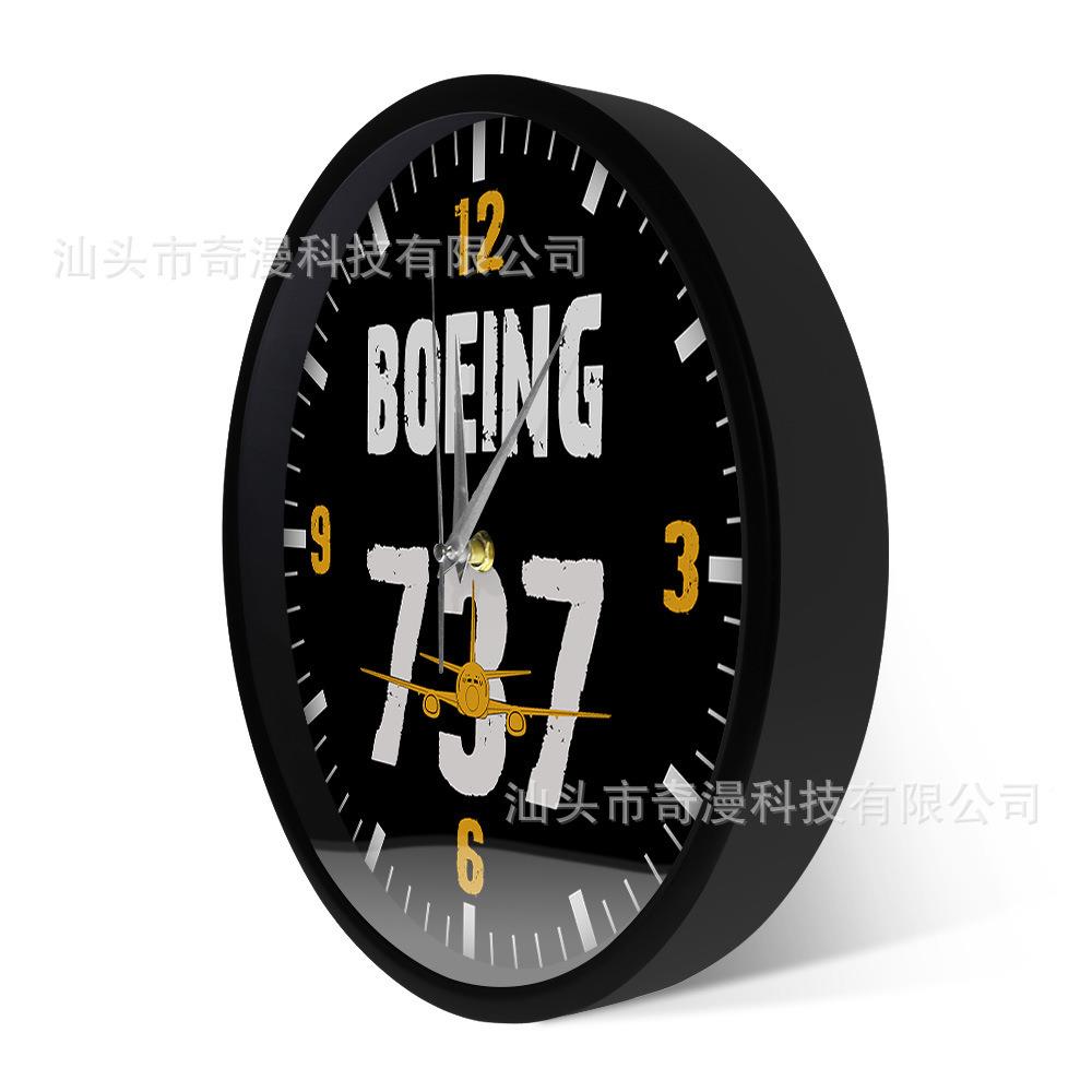 金属外壳挂钟音773GQM飞机意寓墙钟家波居装饰BOENIG737时尚时钟
