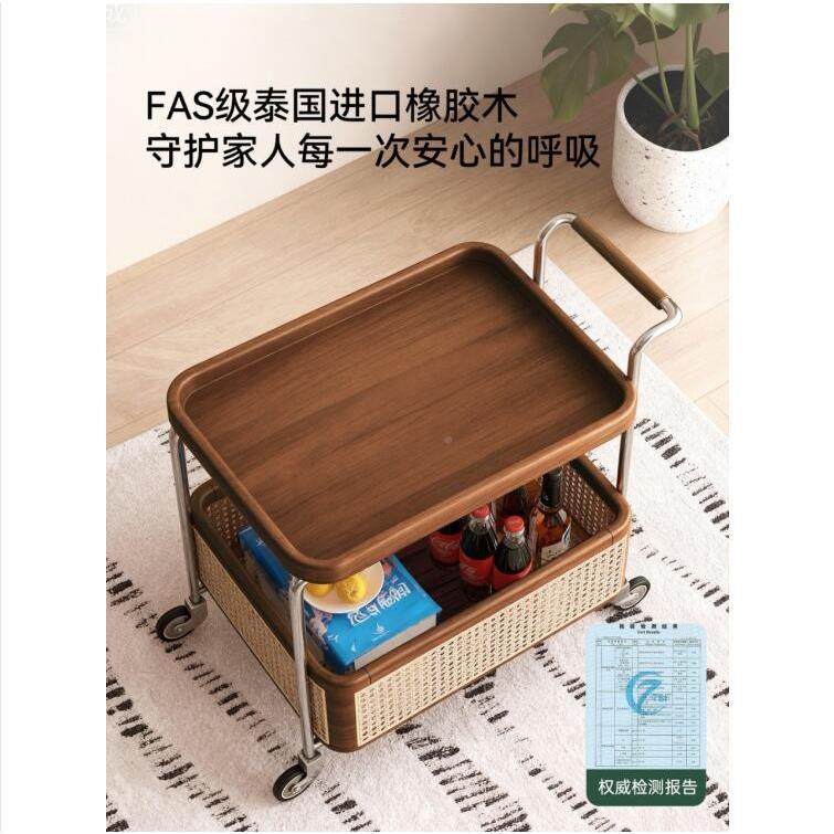 茶几车边几可移动小推编藤厅客家用餐车实木多功能见详情复古收纳