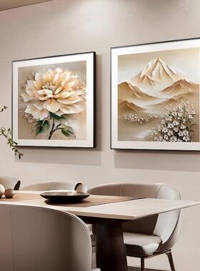 丰雪HBD川花正方形顺餐厅饰画卧室床头挂画装背有靠山纯卉手绘油