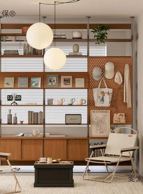 天地中古置物架隔断落地志靠墙生活玄关多顶层立架展示CNT实木麦