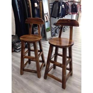 5实木餐椅全实木高凳圆凳靠背JNF木椅子美式脚高木质原木椅靠N背