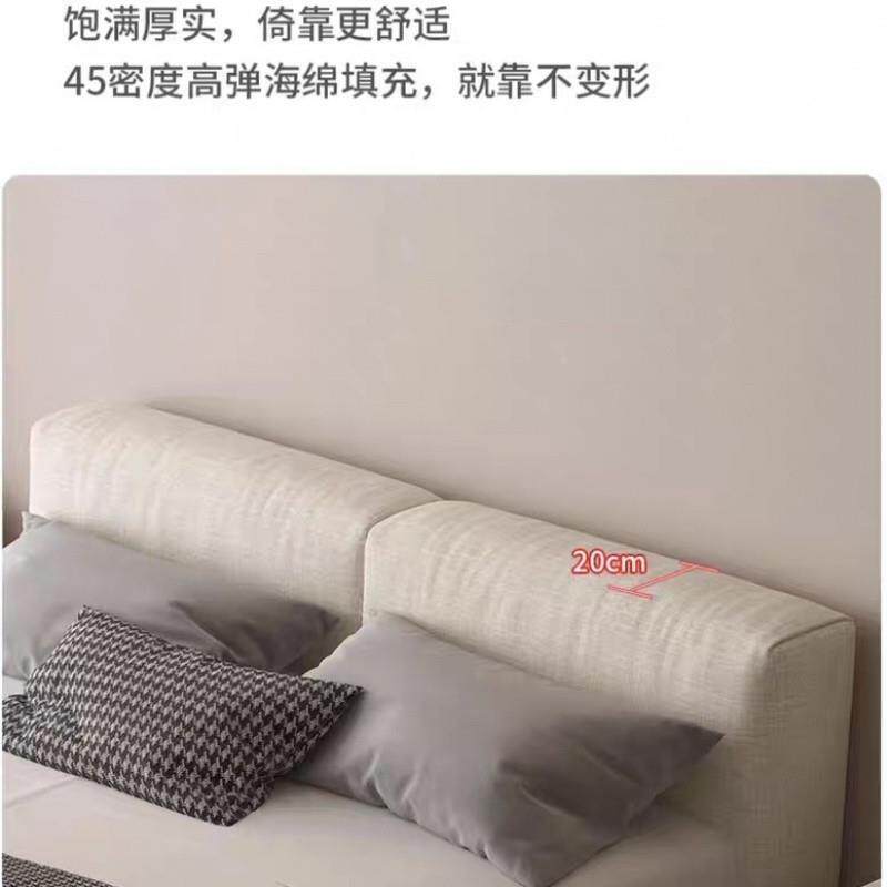 双fL小E矮床头床棉麻布艺床人WMW床户型婚床1.5米卧次床1.8米主卧