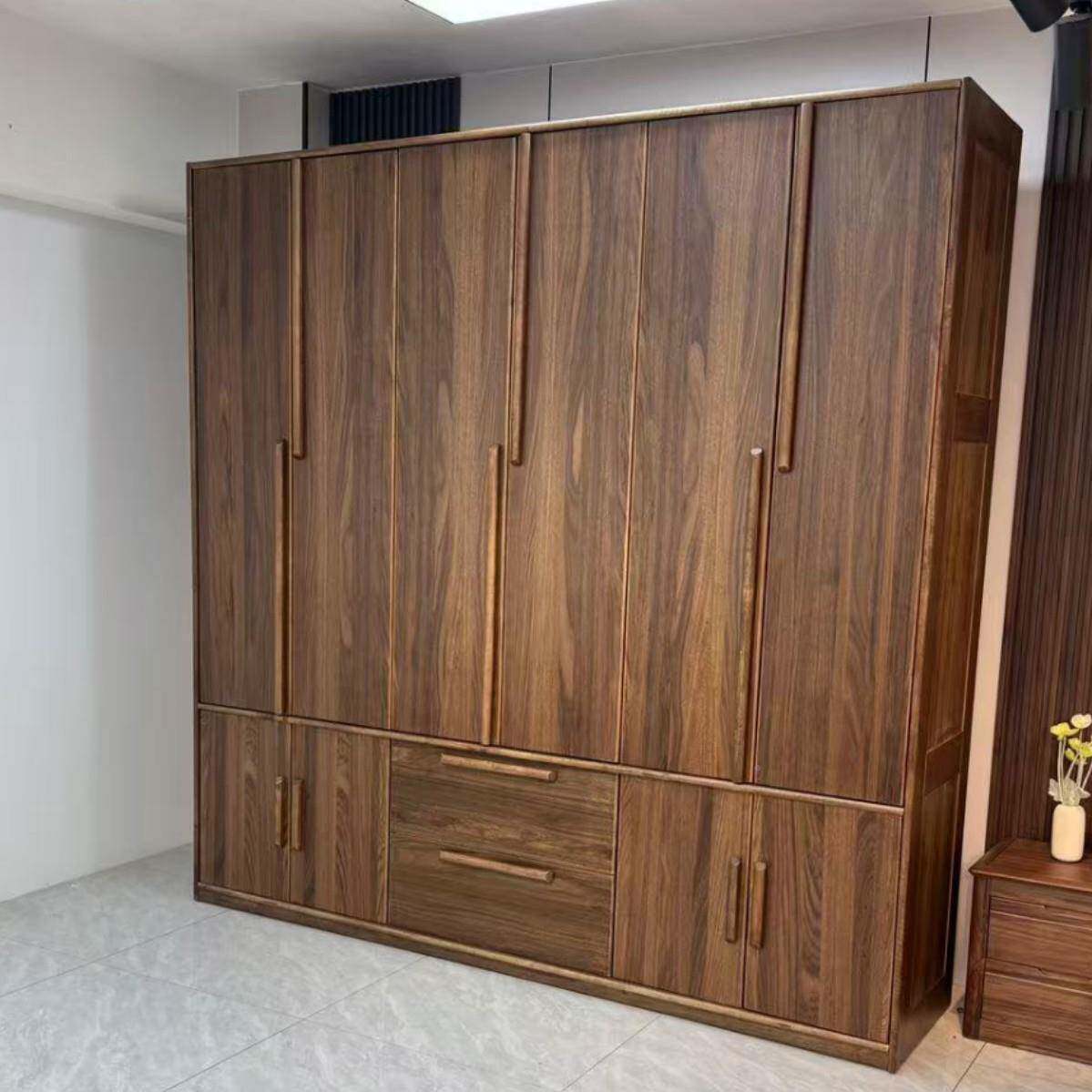 新中式乌木纯实木衣柜MP#室用开4门6门卧衣橱金现代家收纳工厂直