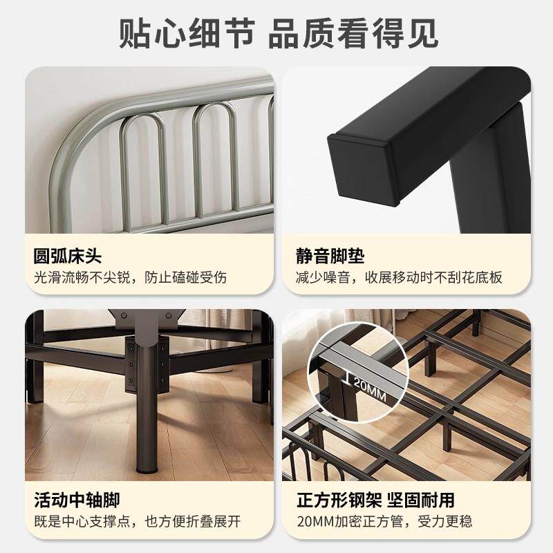 折床单人床1米2叠成人家用两用ACI025新款午睡双人床1米52板硬床