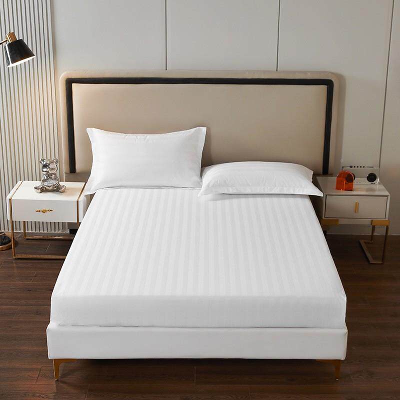 40s086厂0s民宿宾01馆酒店布草全棉纯白色贡缎s缎条床单床上用品