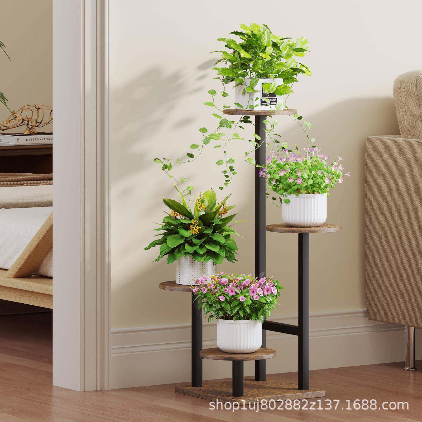 艺室内物支架4层41524植高多层金物属植架客厅阳台展示垂吊花盆铁