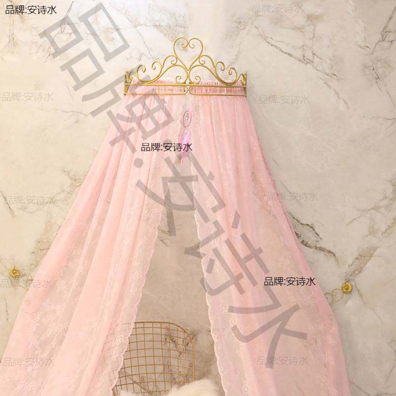 公主冠床幔蕾丝床头窗帘纱帐吊顶圆顶蚊帐宫廷韩式婚庆装饰床帘