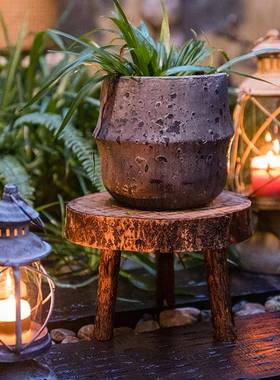 谋实木小矮凳复古怀旧台置生物花支MQ04238撑底托多阳肉架花盆托