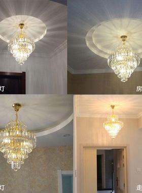 现代简L891ED水晶书餐厅吊灯小客厅卧约灯室房黄色水晶小餐吊家用