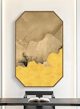 IZV关新中式抽象山厅风水装饰画中国玄餐客厅挂画风景画茶室民宿