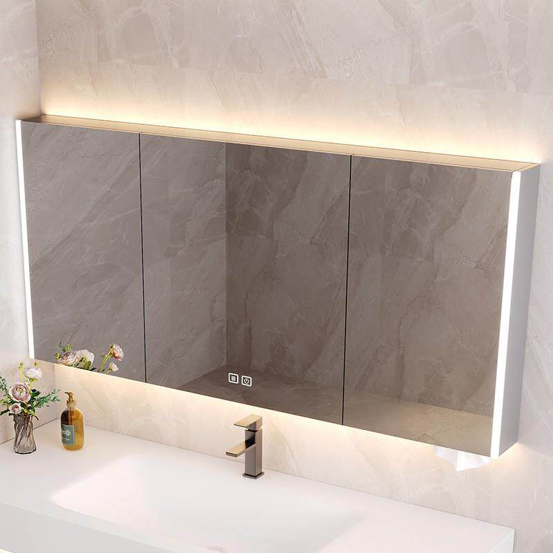 能智室镜柜卫生间镜子灯壁挂墙式镜箱单独收带浴纳加856高置物一