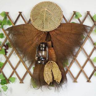 酒店农斗家乐饭店蓑衣笠帽草帽RHK农家乐装饰道斗具穿棕衣蓑笠可