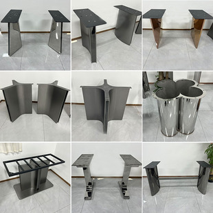 欣蒂斯姬镜面亮光不锈钢餐桌腿奢石底座桌子腿岩板餐桌支架灰拉丝