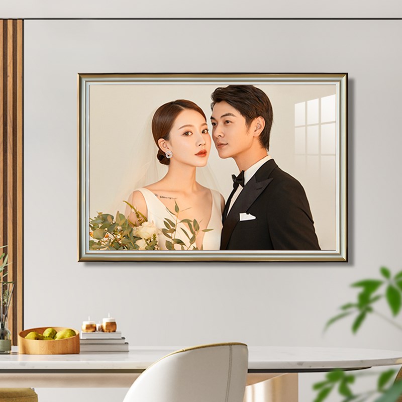 婚纱照相框带洗照片床头结婚照放大挂墙定制加全家福相片制作打印