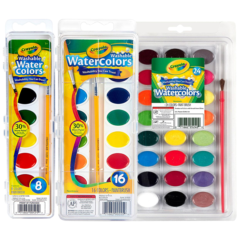 绘儿乐8色2色固体水彩颜料装 儿童可水洗水粉饼手绘画画笔颜料