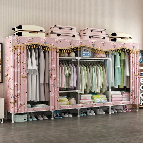 超大号3米布衣柜全钢架加粗加厚牛津简易衣柜钢管出租房家用结实