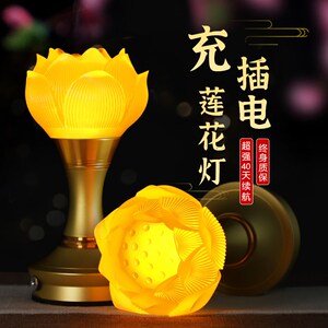 2023新款七彩充插电led莲花灯菩萨高端家用供奉佛堂前长明神台灯